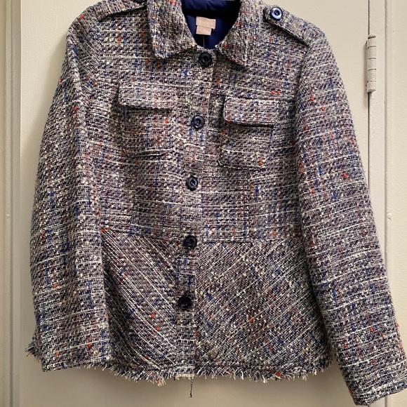 CHICOS Tweed MULTICOLOR Peblum JACKET nwt $139 - Picture 2 of 5